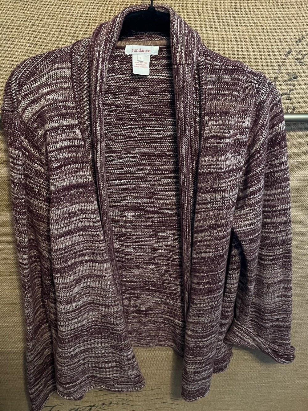 Sundance Summer Marled Plum /Brown Open Cardigan bell sleeves roll collar